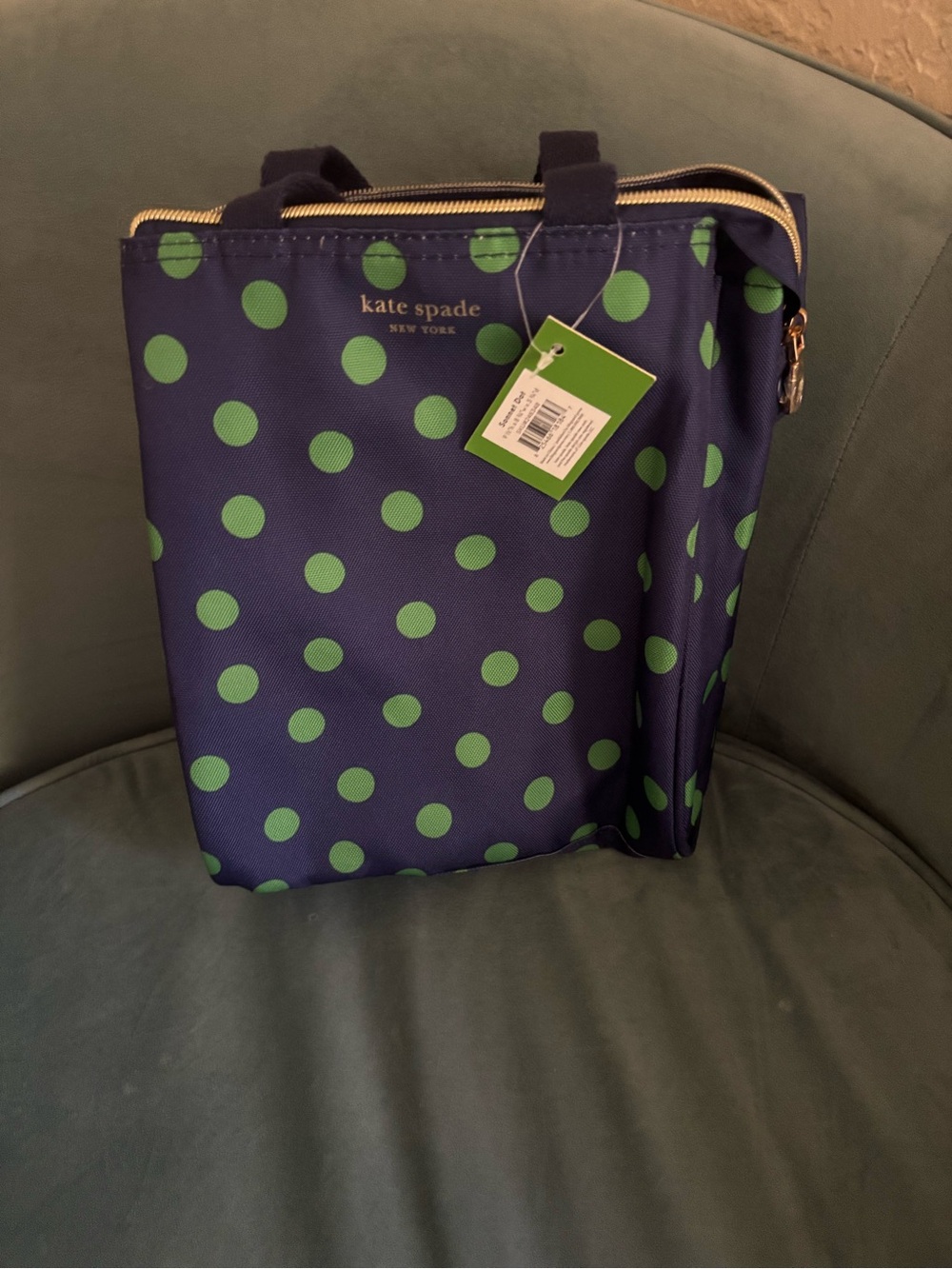 Kate Spade New York Sonnet Dot Tote Bag Navy Green NWT